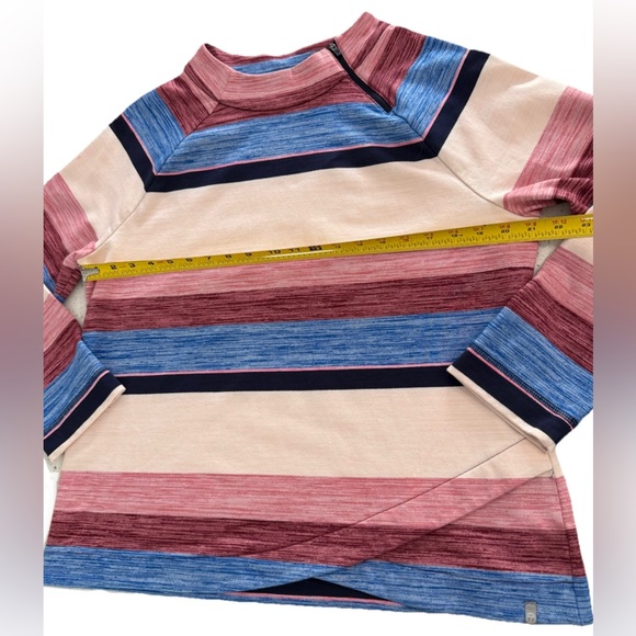 T by Talbots Women’s XL Striped Mock Neck Pullover Top Blue Pink Burgundy Cotton - Picture 7 of 10